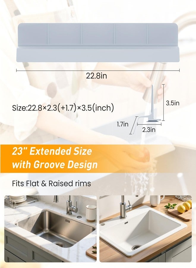 AyNirser Kitchen Sink Splash Guard 23" Silicone Water Guard with Strong Suction Cups, Faucet & Countertop Protector, Bathroom & Sink Edge Splash Guard Strip, Easy Install, Dishwasher Safe-Grey - Image 5